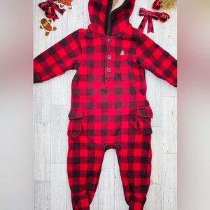 Baby Gap Brannon Bear Buffalo Plaid Footed One Piece.